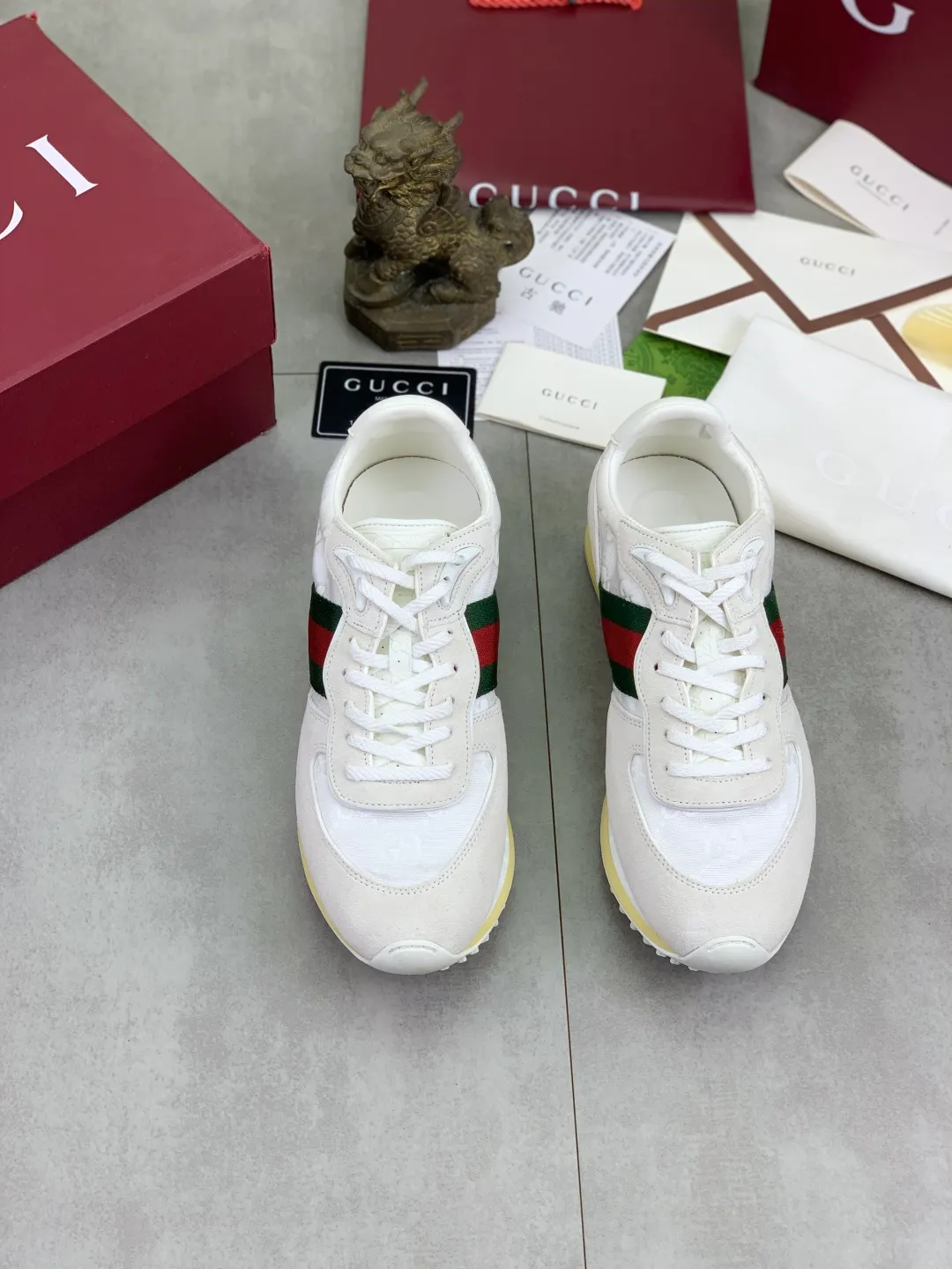 Men's shoes 💰P640 New Gucci Gucci Top version Latest catwalk style Re-Motion series Thick-soled casual sports shoes Original purchase and development ▪️Fabric: Original custom imported first-layer cowhide ▪️Sole: Original molded TPU material ▪️Sole thickness: 3.5CM ▪️Size: Men 39-45 Color: 8️⃣ colors available, boutique packaging